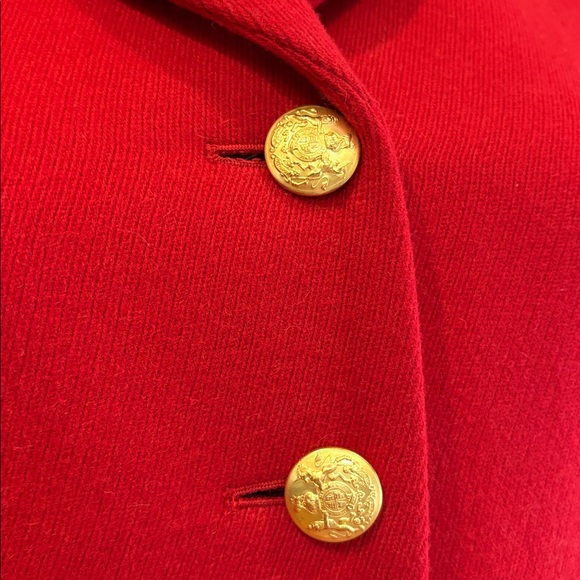 Vintage Ralph Lauren Rugby Long Red Wool Flared Coat size 0 - Picture 4 of 15